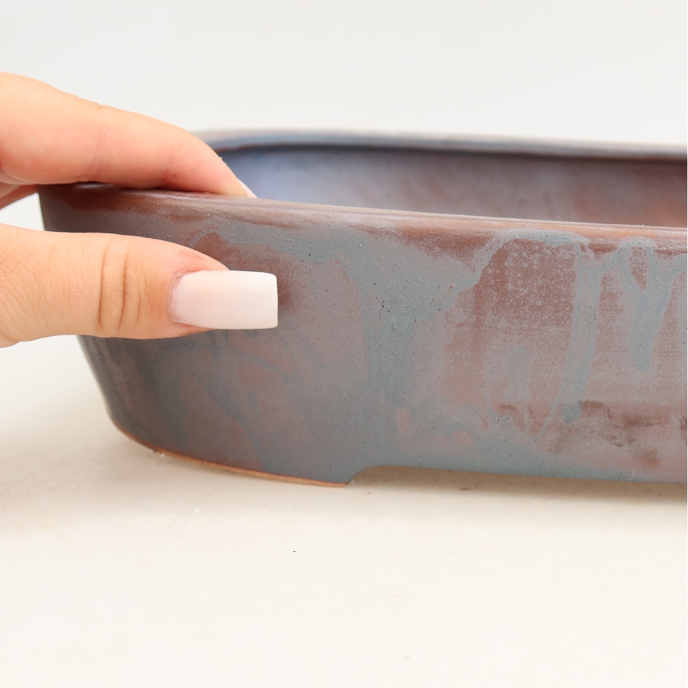 Bonsaischale aus Keramik 32 x 24,5 x 6,5 cm, metallfarben