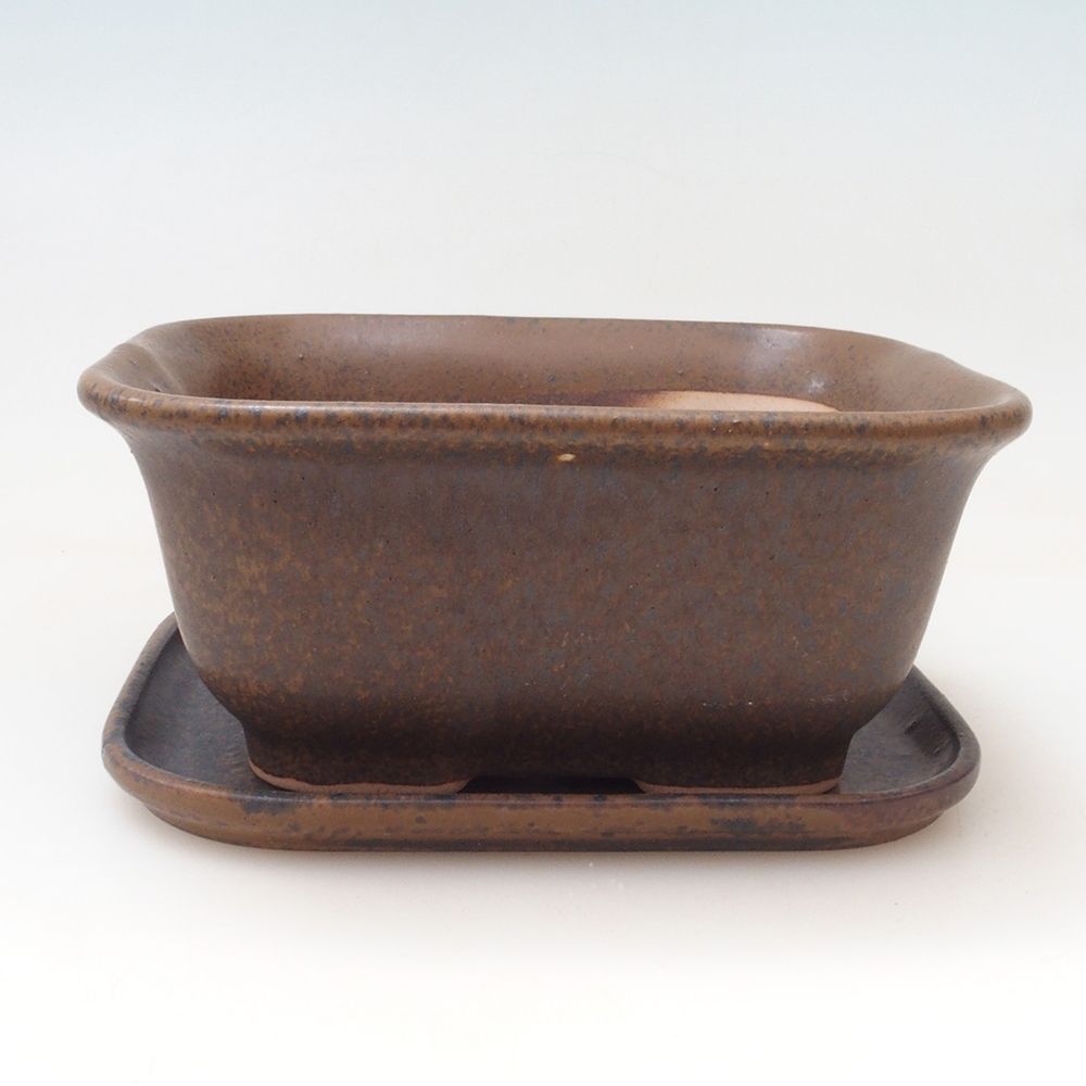 Bonsaischale + Untertasse H38 - 12x10x5,5 cm - braun