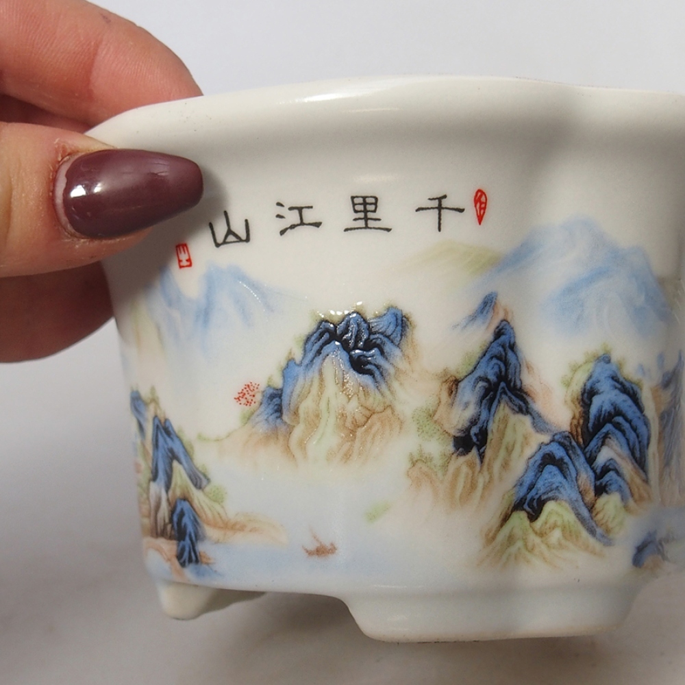 Bonsaischale aus Keramik 11,5 x 11,5 x 6 cm, weiß