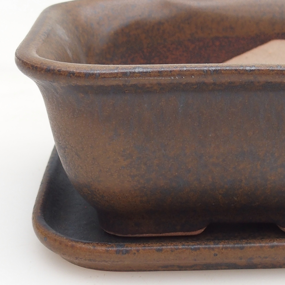 Bonsaischale + Untertasse H11 - 11,5 x 10 x 4 cm - grün