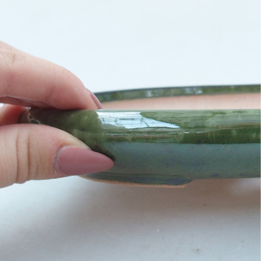 Bonsaischale aus Keramik 22,5 x 16,5 x 3 cm, grün