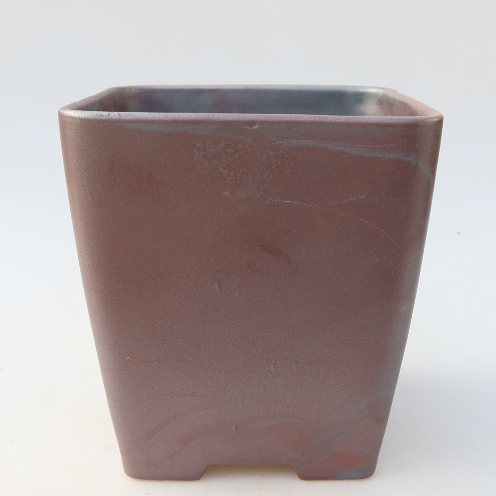 Bonsaischale aus Keramik 13,5 x 13,5 x 15 cm, metallfarben