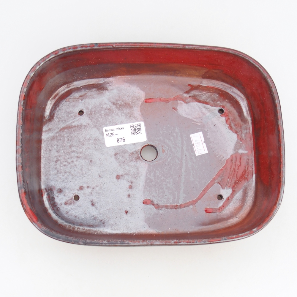 Bonsaischale aus Keramik 23 x 18 x 5,5 cm, Farbe rot