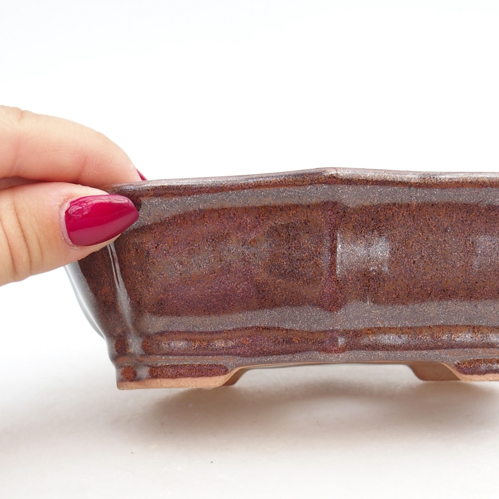 Bonsaischale aus Keramik 15,5 x 11,5 x 4,5 cm, braun