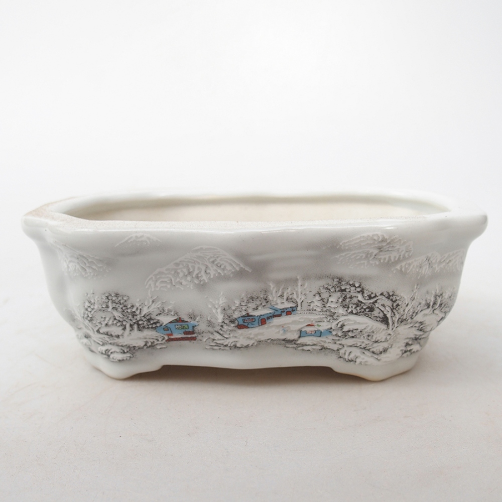 Bonsaischale aus Keramik 15 x 11 x 5 cm, Farbe weiß