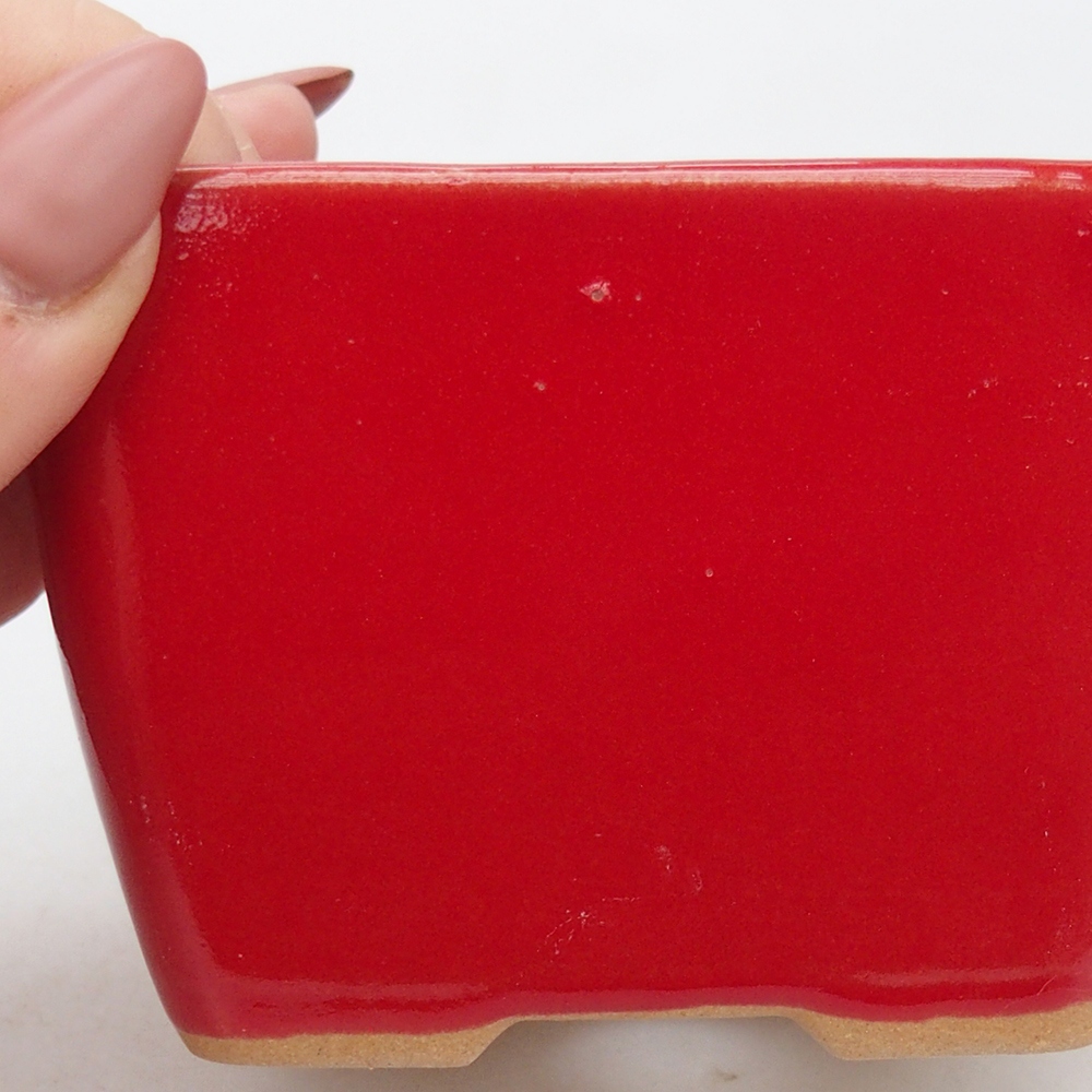 Bonsaischale aus Keramik 8,5 x 8,5 x 6 cm, Farbe rot