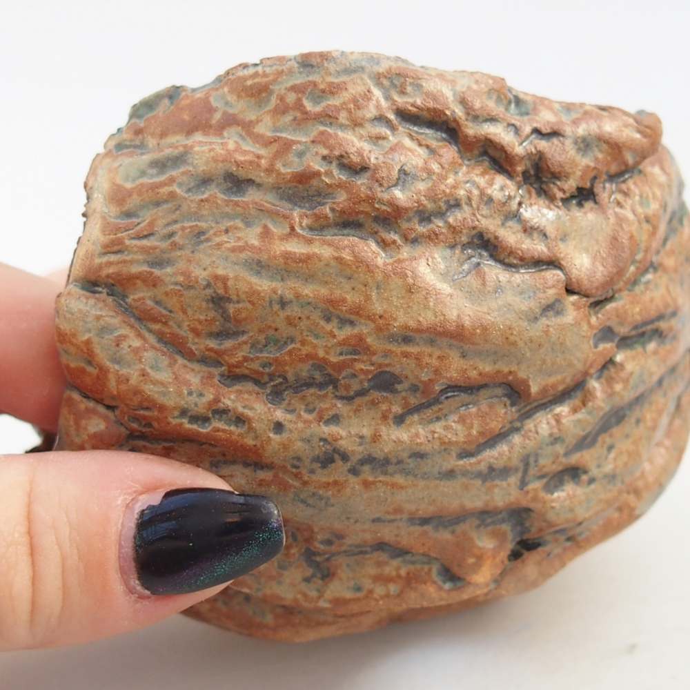 Keramikschale 9,5 x 9,5 x 6,5 cm , Farbe braun-grün