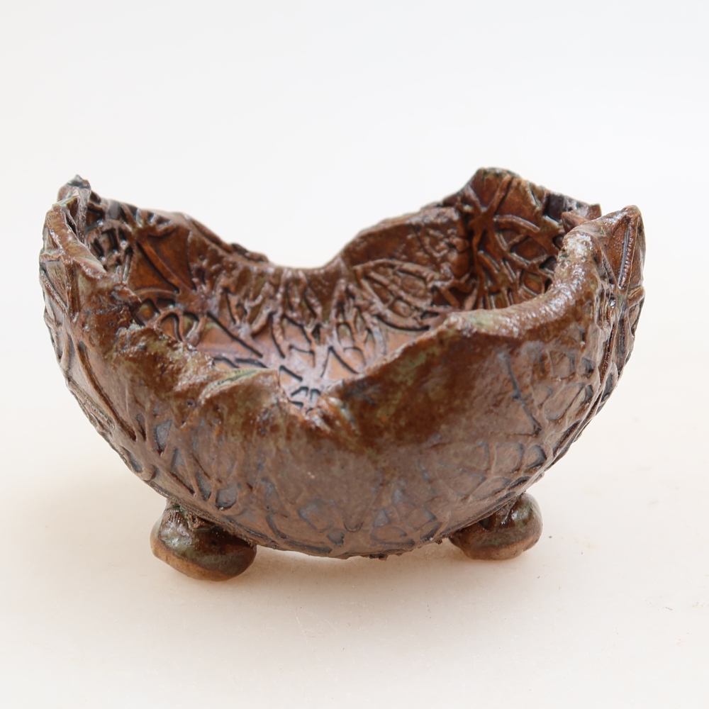 Keramikschale  8,5 x 8,5 x 6 cm, Farbe: braun-grün