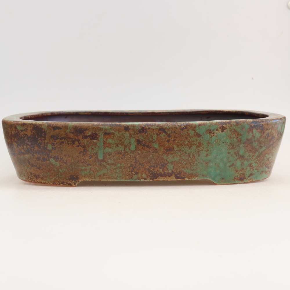 Bonsaischale aus Keramik 32 x 24,5 x 6,5 cm, Farbe braun-grün