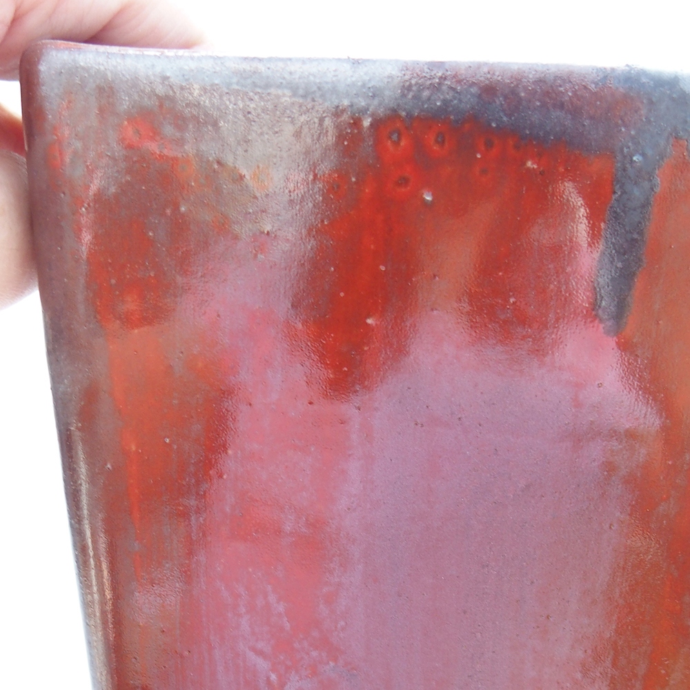 Bonsaischale aus Keramik 15 x 15 x 19 cm, Farbe rot