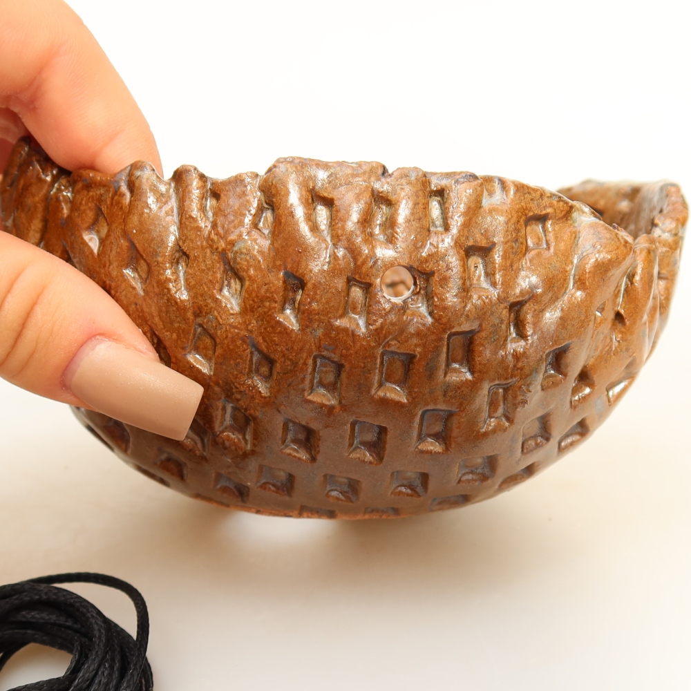 Keramikschale für Kokedama, 12,5 x 11,5 x 7 cm, Farbe: Braun