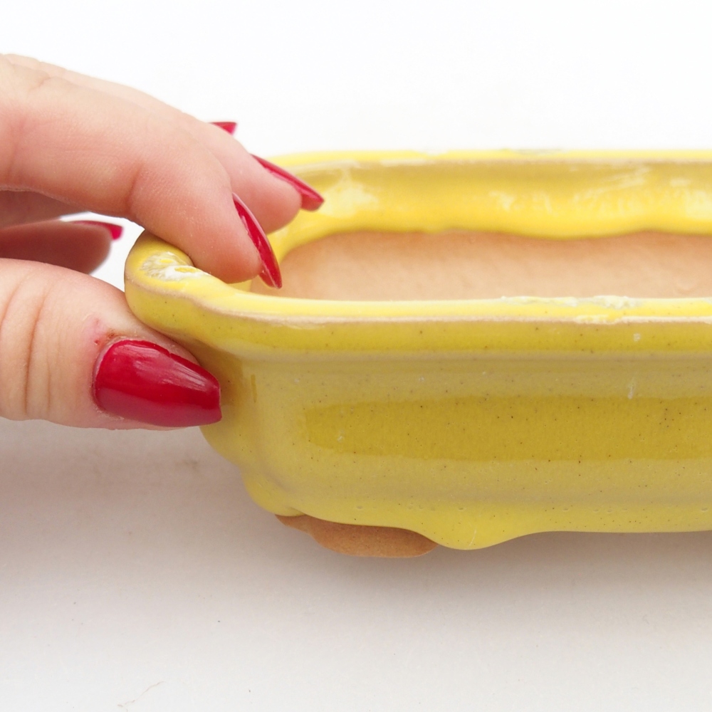 Bonsaischale aus Keramik 14 x 11 x 4 cm, gelb