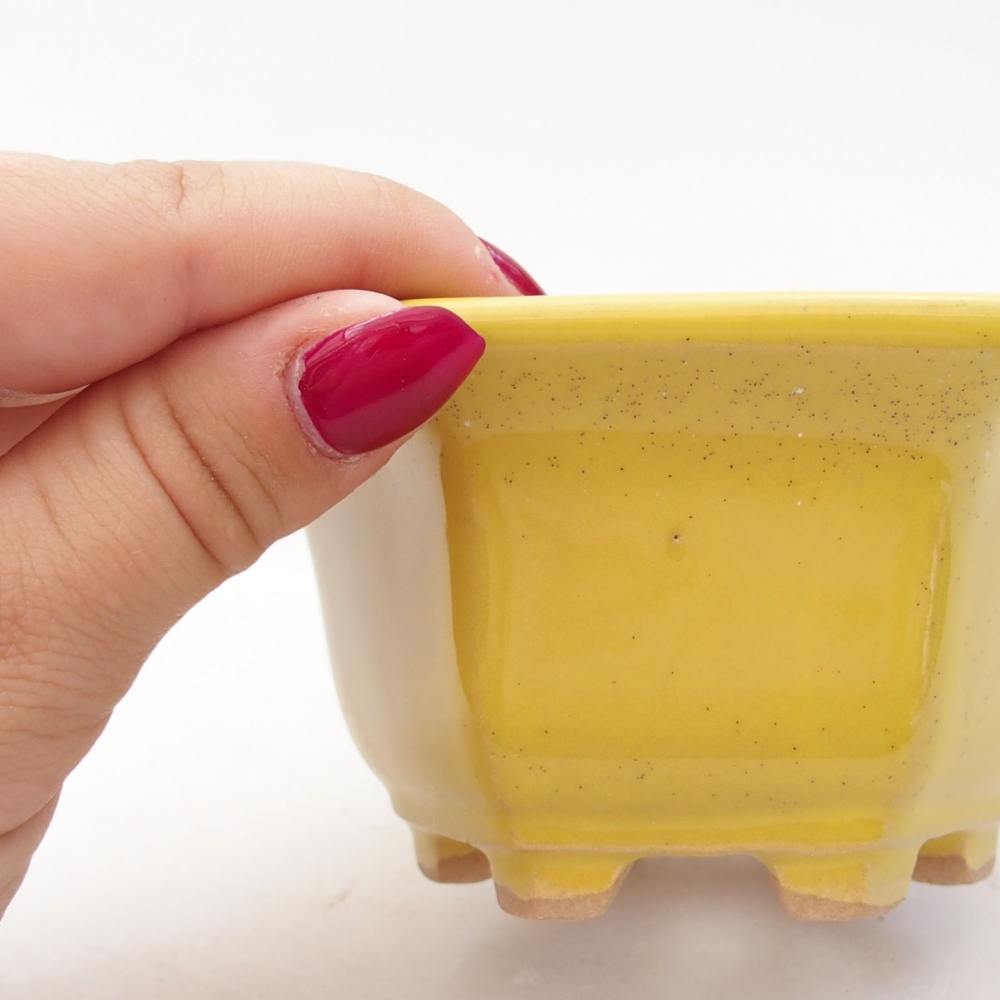 Bonsaischale aus Keramik 10,5 x 9,5 x 5,5 cm, gelb