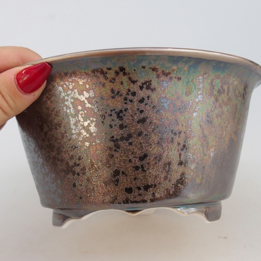 Bonsaischale aus Keramik 16 x 16 x 8,5 cm, goldfarben