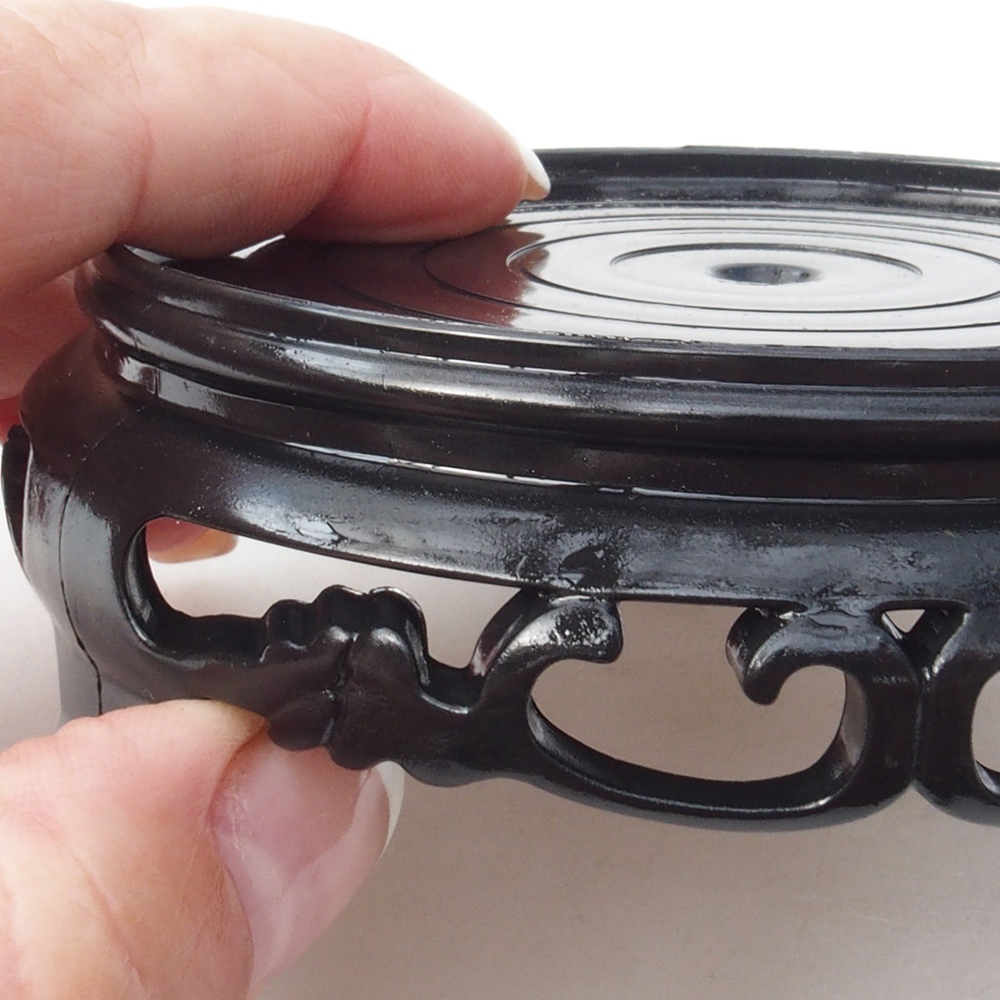 Bonsai-Tisch Kunststoff rund 10 x 10 x 3,5 cm, schwarz