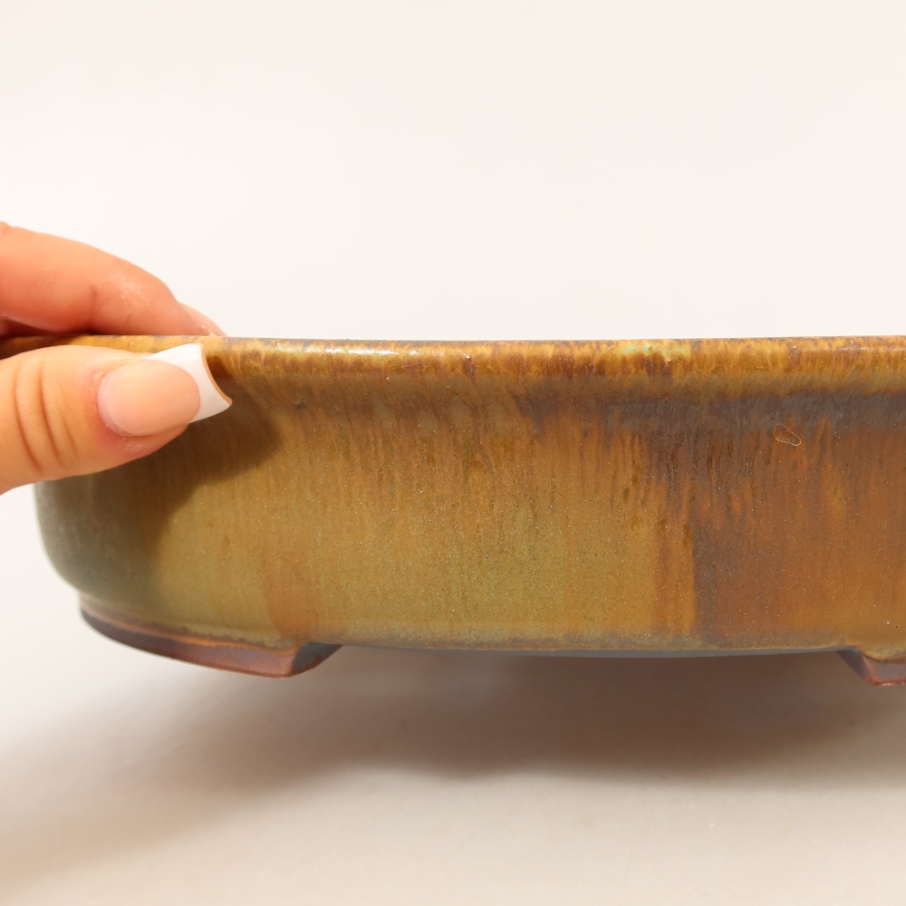 Bonsaischale aus Keramik 26,5 x 23,5 x 5,5 cm, grün
