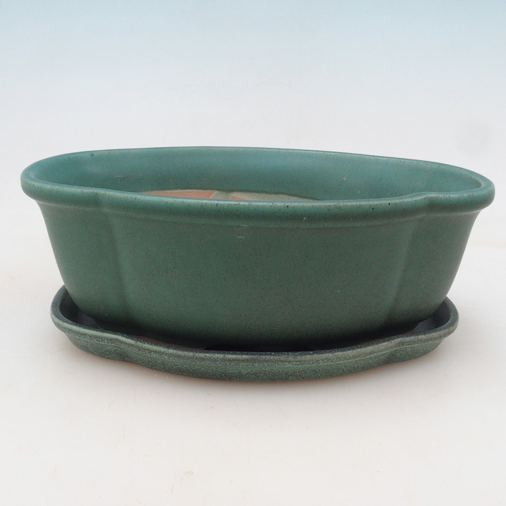 Bonsaischale + Untertasse H75 - grün