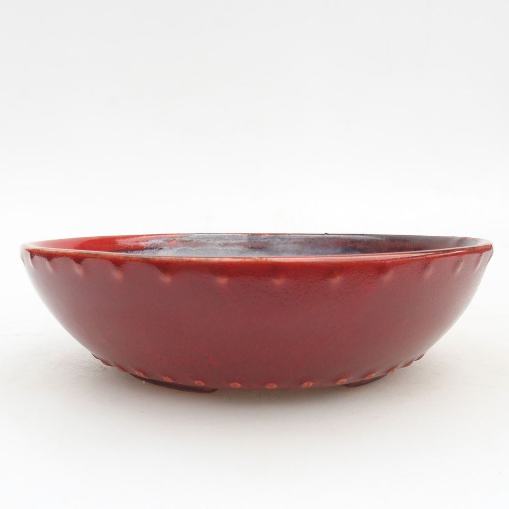 Bonsaischale aus Keramik 17,5 x 17,5 x 4,5 cm, Farbe rot