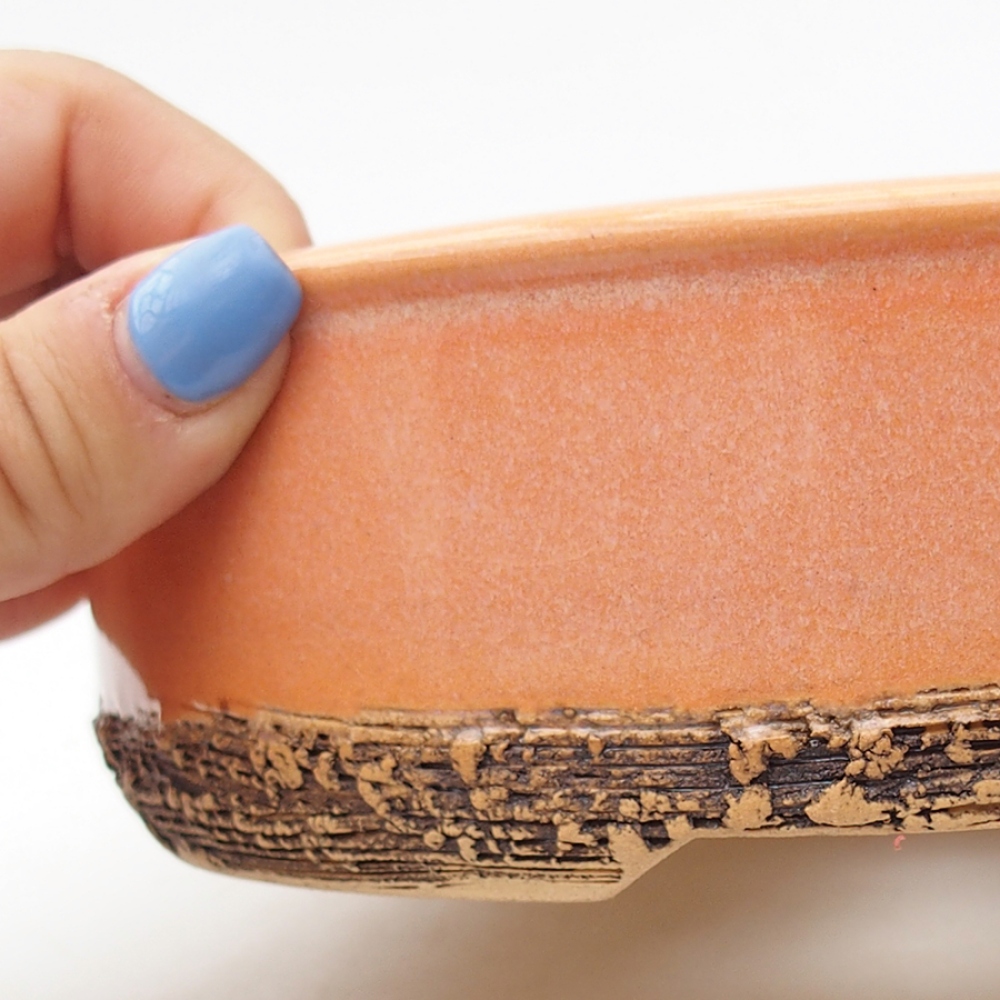 Bonsaischale aus Keramik 17,5 x 17,5 x 5 cm, orange