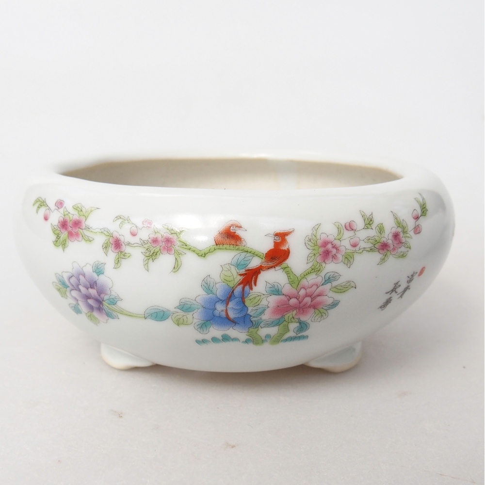 Bonsaischale aus Keramik 10 x 10 x 5 cm, Farbe weiß