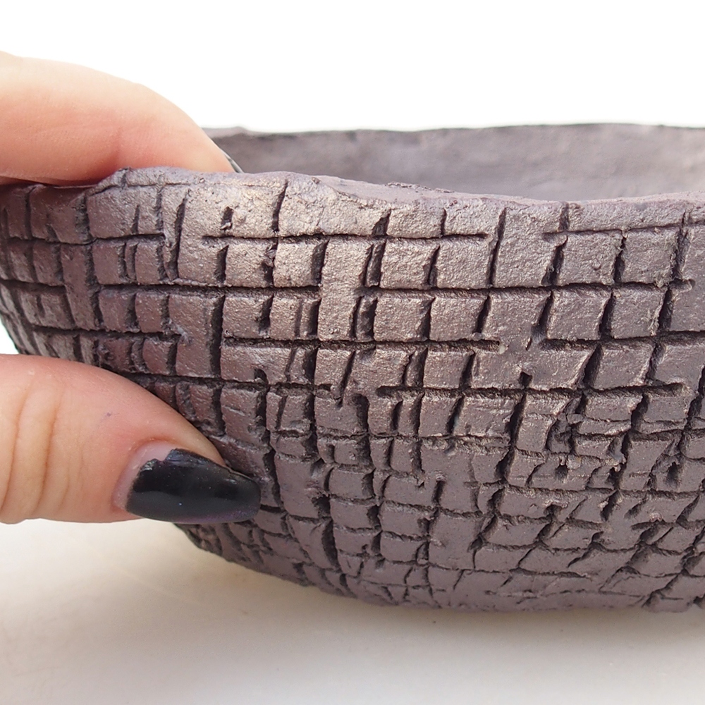 Bonsaischale aus Keramik 18 x 18 x 6 cm, metallfarben