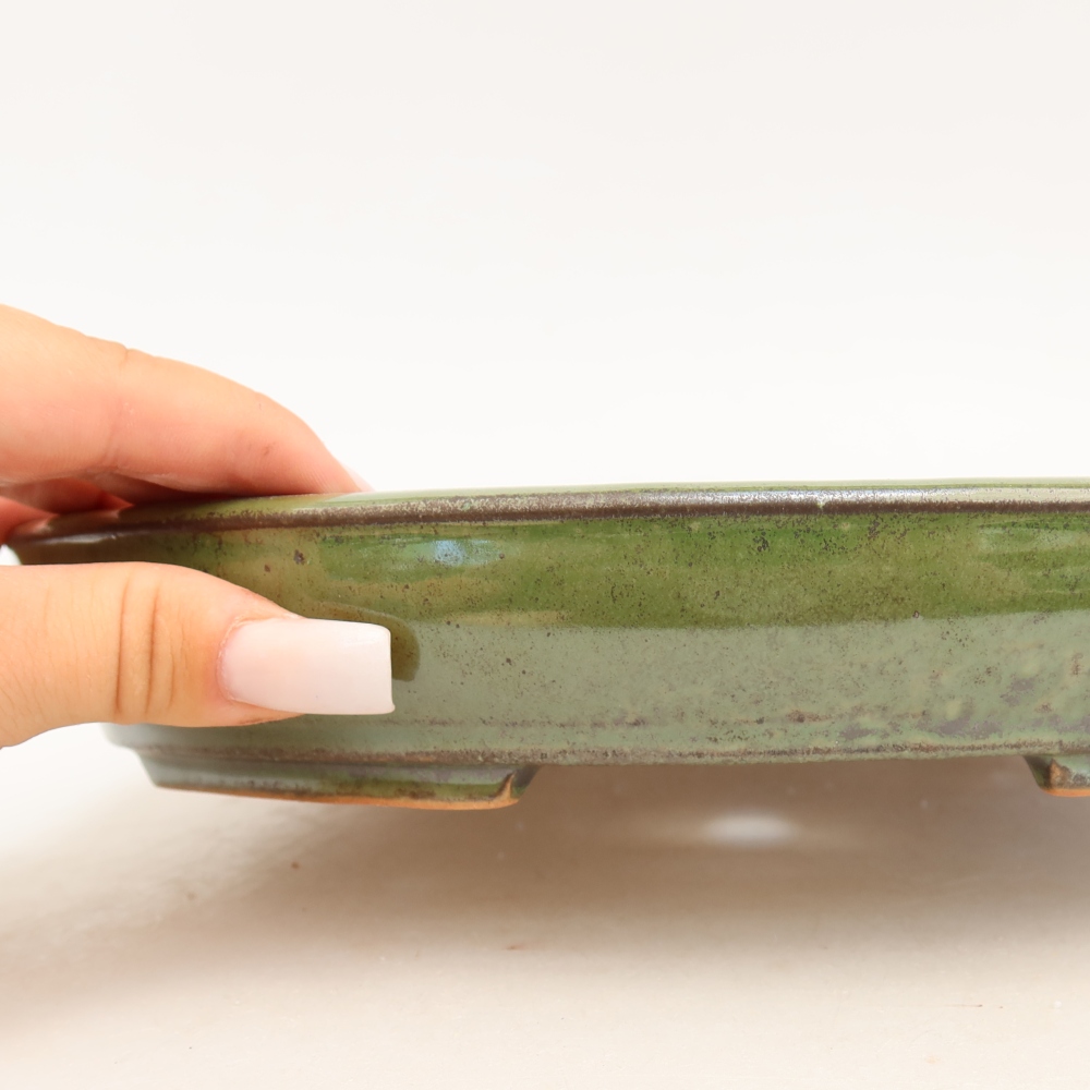 Bonsaischale aus Keramik 24,5 x 20 x 4 cm, grün