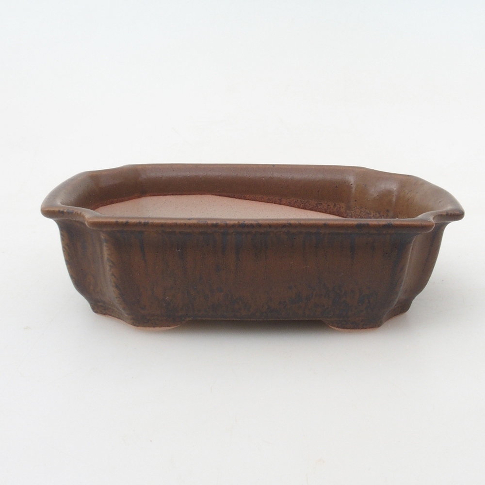 Bonsaischale + Untertasse H03 - 16,5 x 12 x 4,5 cm - braun
