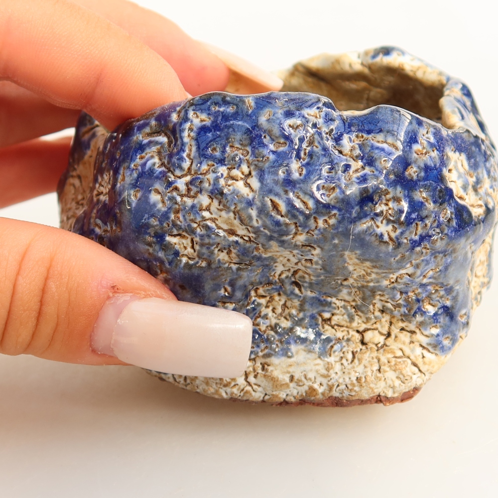 Keramikschale  7,5 x 8 x 5,5 cm, Farbe: blau-weiß
