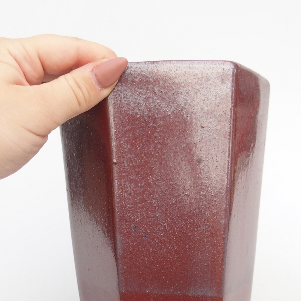 Bonsaischale aus Keramik 12,5 x 11,5 x 16,5 cm, bordeauxrot