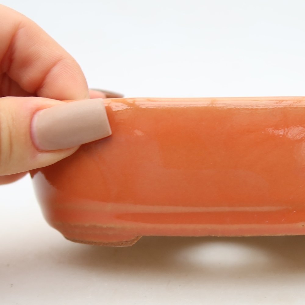 Keramik-Bonsai-Schale, 13 x 8,5 x 4 cm, Farbe: Orange