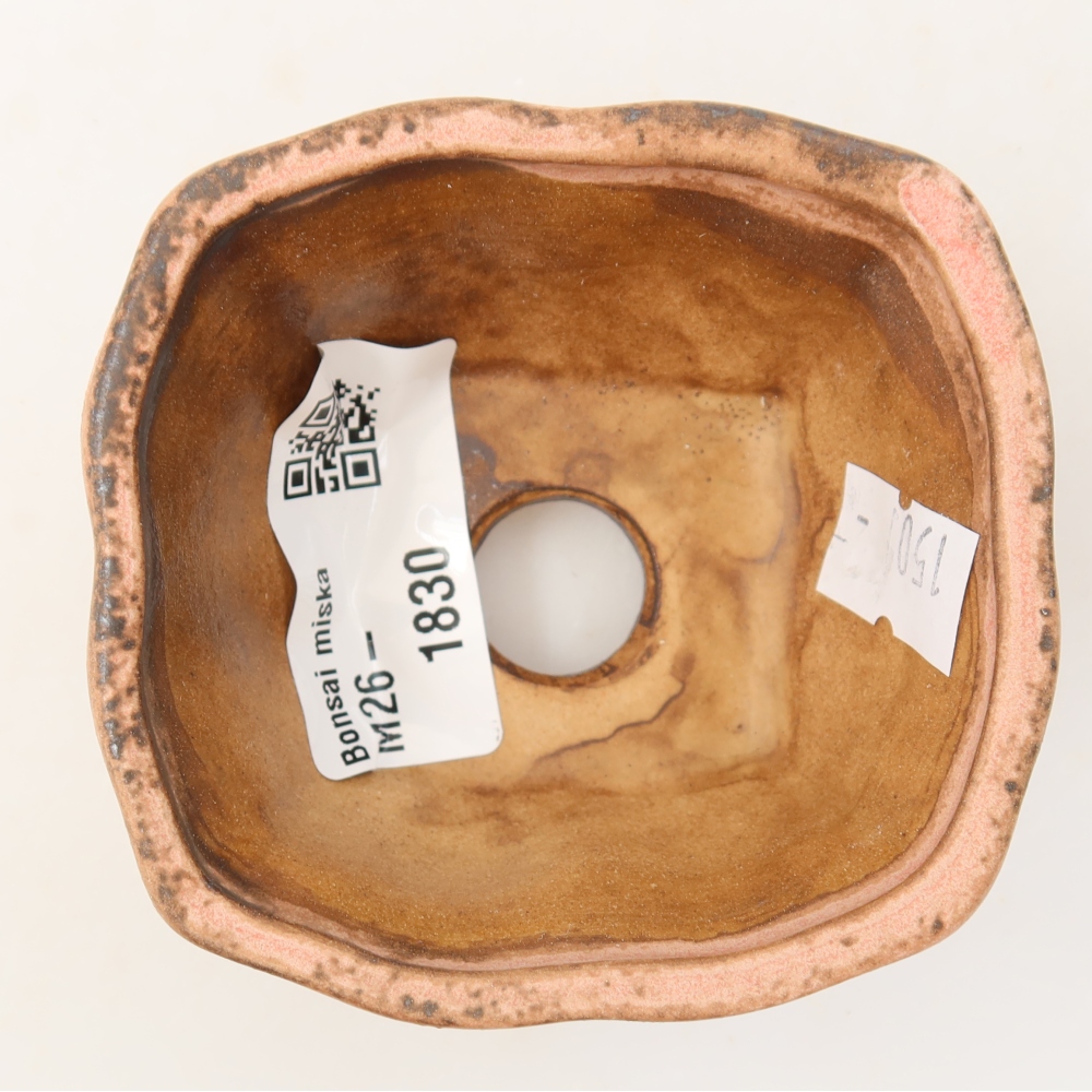 Keramik-Bonsai-Schale, 7,5 × 7 × 3,5 cm, Farbe: Rosa