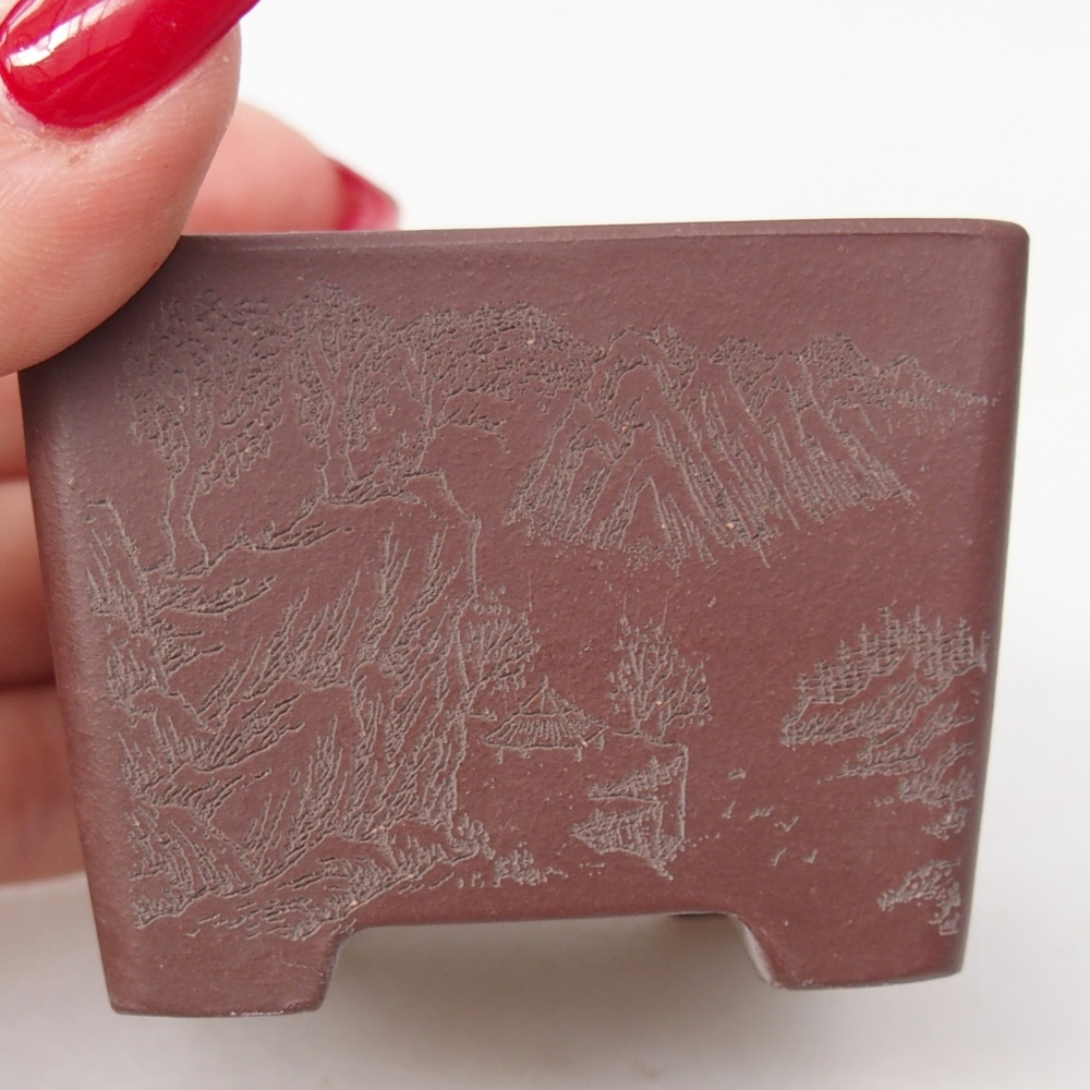 Mini-Bonsaischale 6 x 6 x 4,5 cm, braun