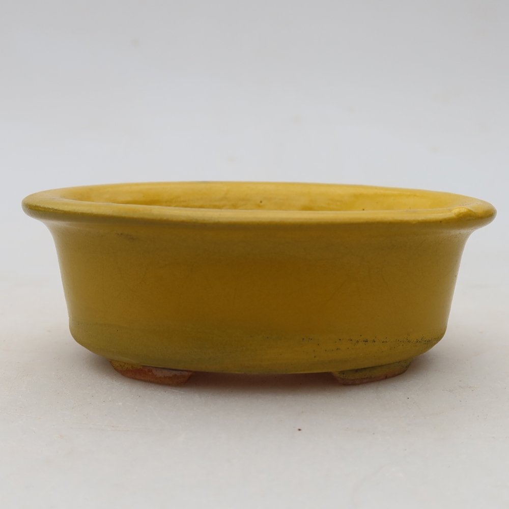 Keramik-Bonsai-Schale 9,5 × 6,5 × 3 cm, Farbe: gelb