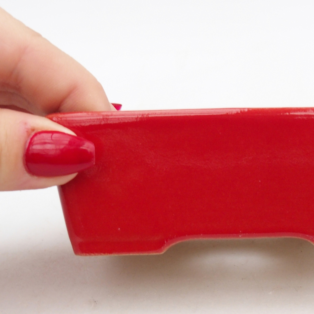 Bonsaischale aus Keramik 9,5 x 7 x 3,5 cm, Farbe rot