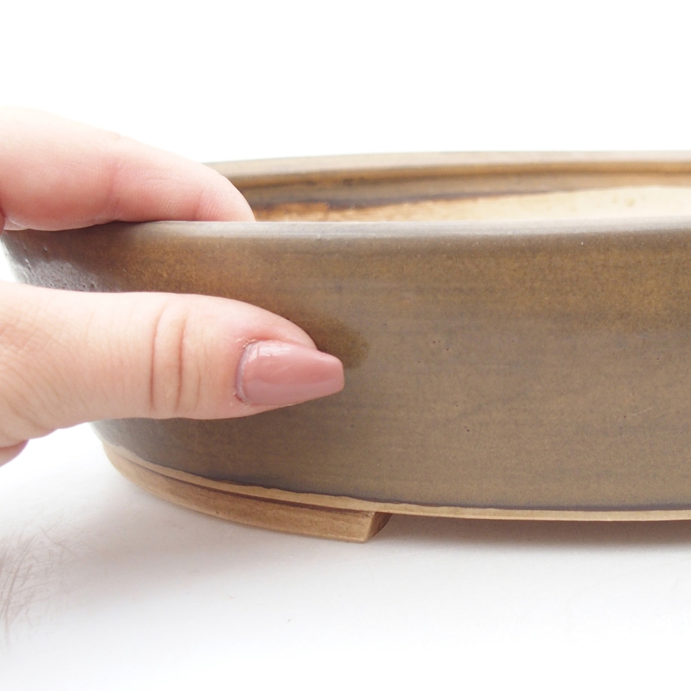 Bonsaischale aus Keramik 31,5 x 27,5 x 6 cm, braun