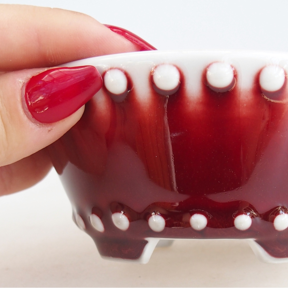 Bonsaischale aus Keramik 10,5 x 10,5 x 5 cm, Farbe rot