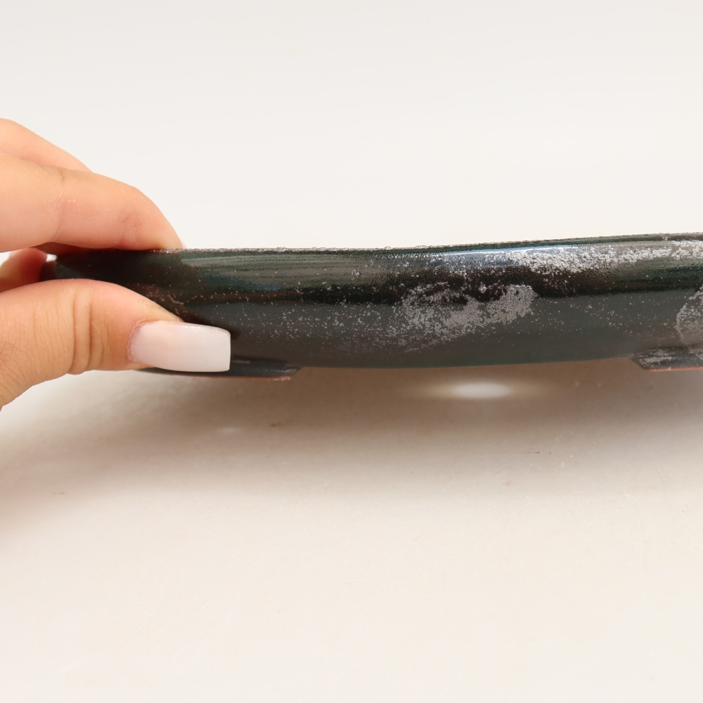 Keramik-Bonsai-Schale 22,5 x 16,5 x 3 cm, Farbe: metallisch-grün