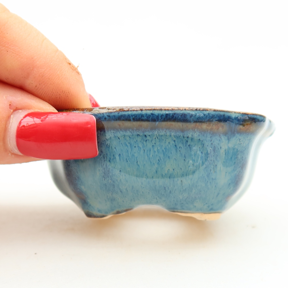 Keramik-Bonsai-Schale, 6,5 × 6,5 × 2,5 cm, Farbe: Blau