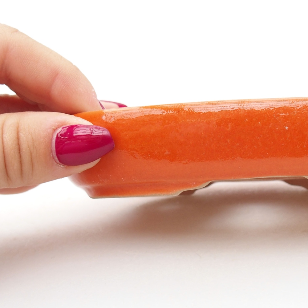 Bonsaischale aus Keramik 13 x 10 x 2,5 cm, orange