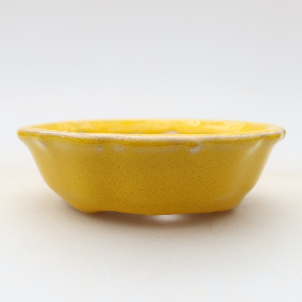 Keramik-Bonsai-Schale 7,5 x 7,5 x 2 cm, Farbe: Gelb