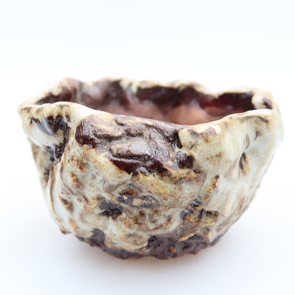 Keramikschale  7 x 7 x 5 cm, Farbe: braun-weiß