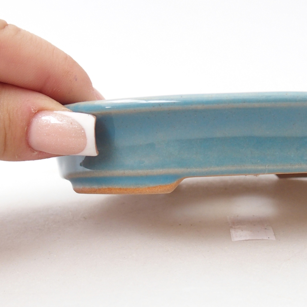 Bonsaischale aus Keramik 12,5 x 10,5 x 2 cm, Farbe blau