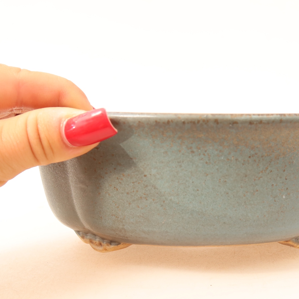 Keramik-Bonsai-Schale, 18,5 × 16,5 × 6 cm, Farbe: blau