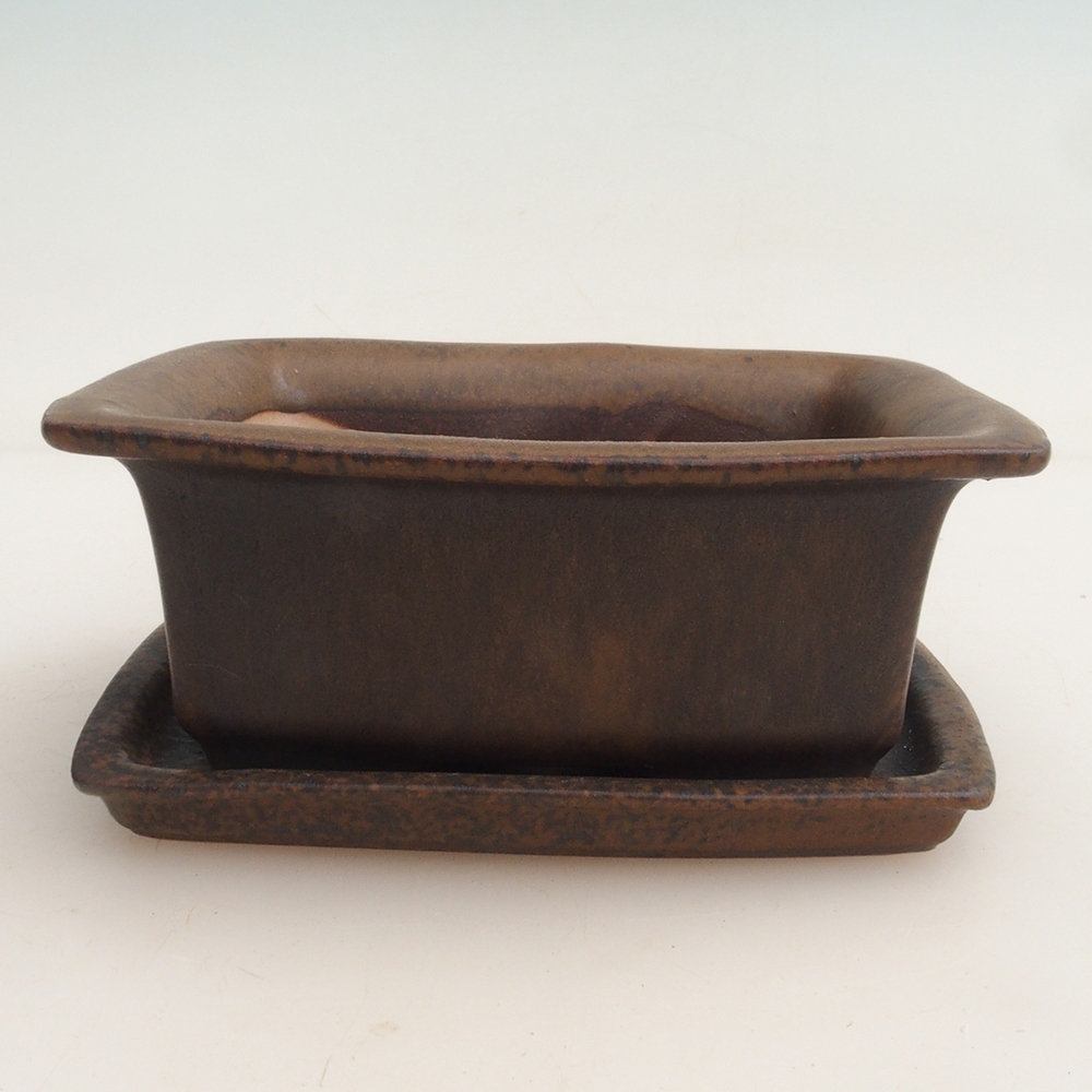 Bonsaischale + Untertasse H11 - 11,5 x 10 x 4 cm - braun