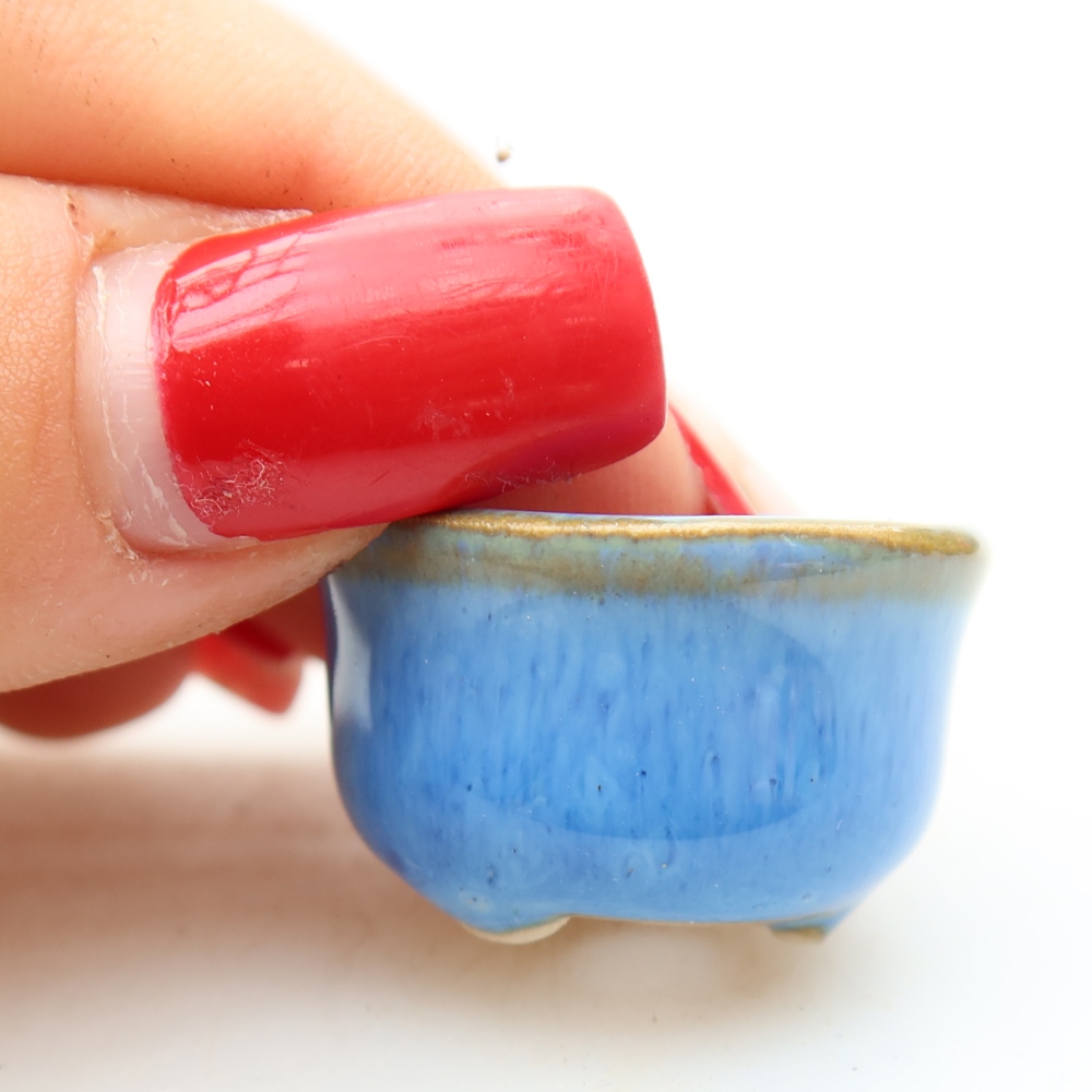 Keramik-Bonsai-Schale, 2,5 x 2,5 x 2 cm, Farbe: Blau