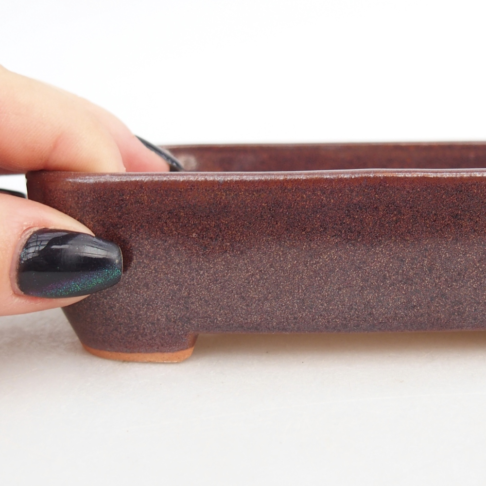 Bonsaischale aus Keramik 12,5 x 9,5 x 3,5 cm, braun