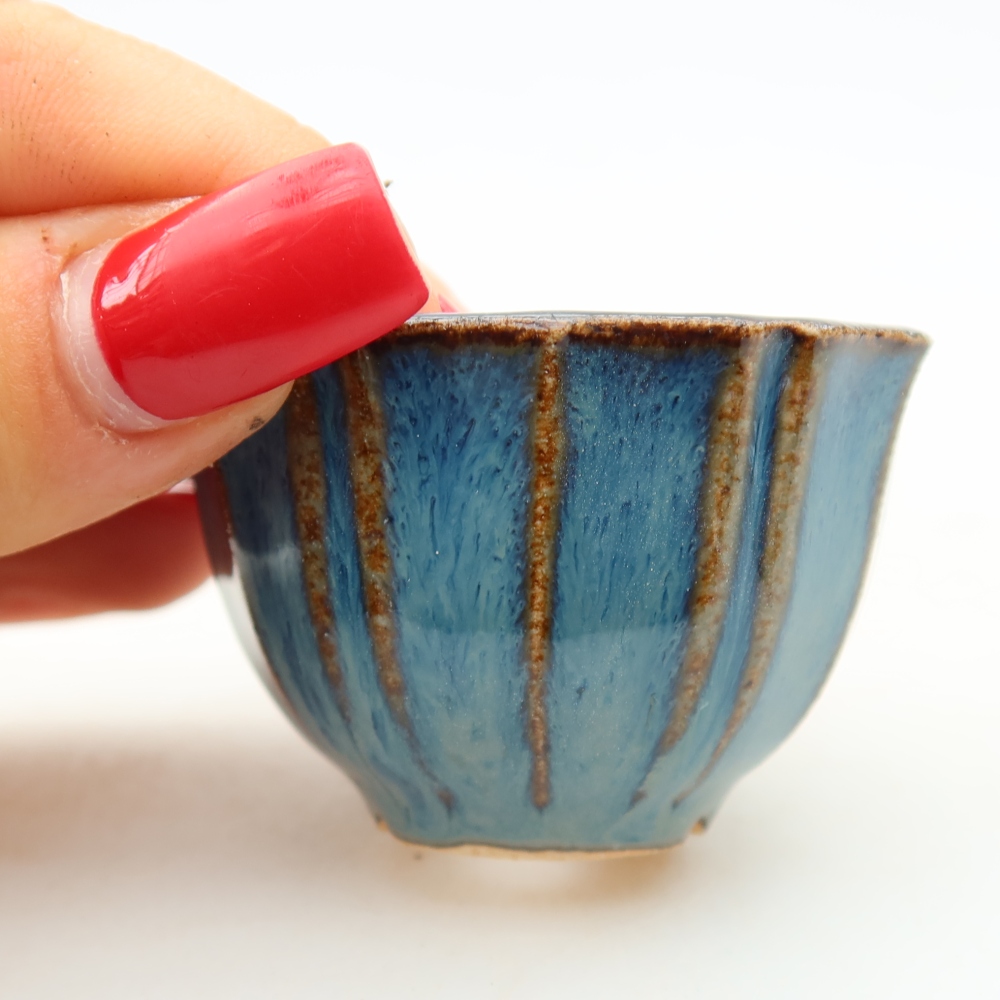Keramik-Bonsai-Schale, 5,5 x 5,5 x 3,5 cm, Farbe: Blau