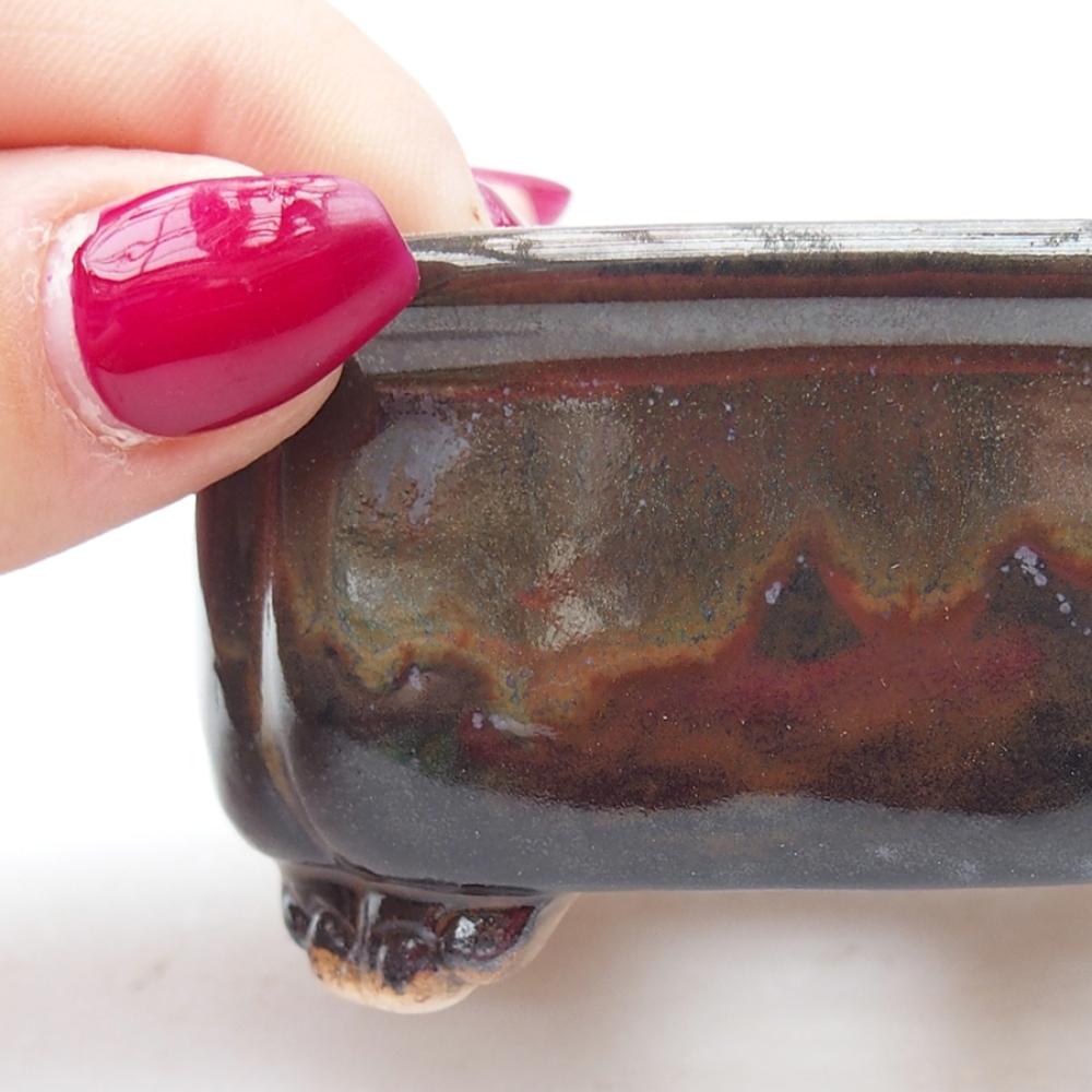 Bonsaischale aus Keramik 7,5 x 7 x 4 cm, Farbe schwarz