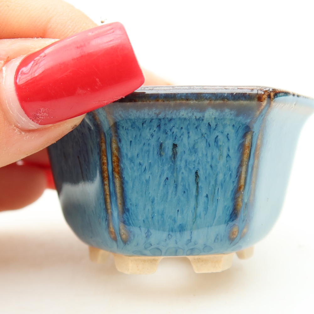 Keramik-Bonsai-Schale 5,5 × 5 × 3 cm, Farbe: blau