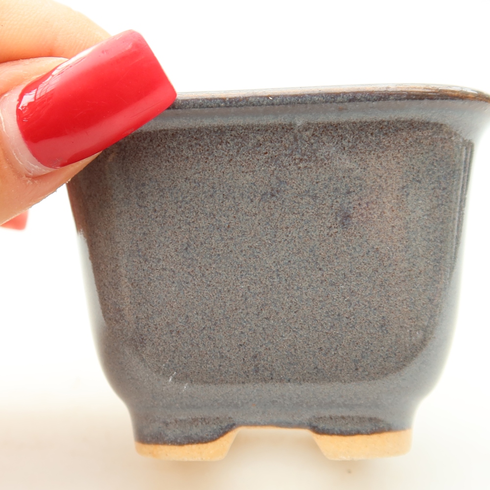 Keramik-Bonsai-Schale, 6,5 x 6,5 x 5 cm, Farbe: Grau